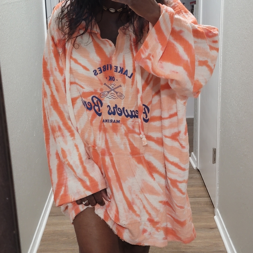 Beaver Bend Marina Tie-Dye Hooded Sweatshirt/Cover-Up - Picture 1 of 10